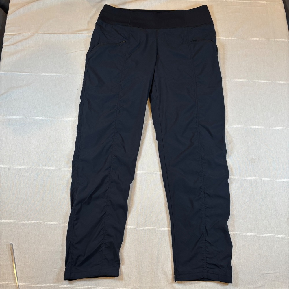 Prana Halle Straight Leg Pants Black Active Hiking Trousers Regular Fit Womens L